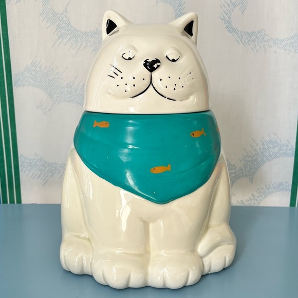 Vintage Other - VINTAGE 80s cat cookie jar storage container